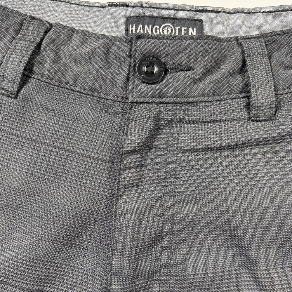 Hang Ten Hybrid Shorts Mens 32 Charcoal Grey Glen Plaid Walk Boardshorts - Picture 2 of 14